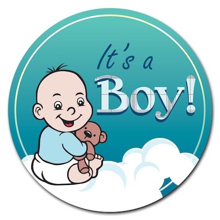 Signmission Corrugated Plastic Sign With Stakes 16in Circular-Its A Boy C-16-CIR-WS-Its a Boy